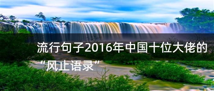 流行句子2016年中国十位大佬的“风止语录”